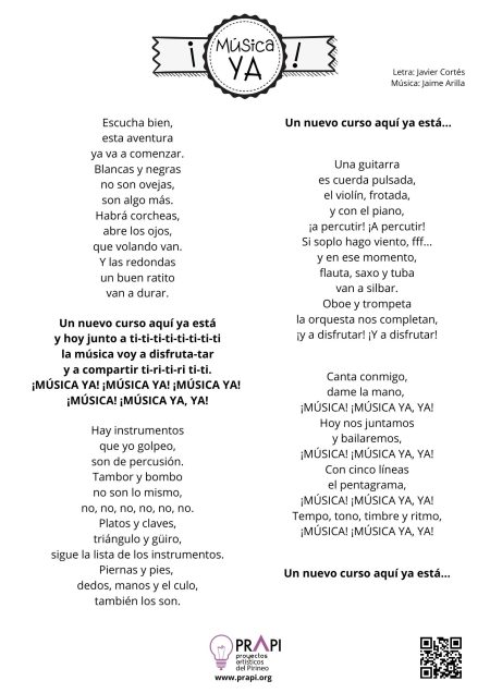 LETRA ESPAÑOL Música Ya