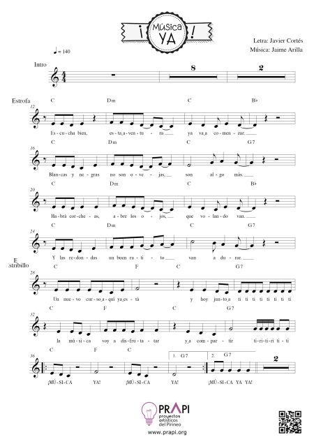 ¡Música ya! PARTITURA